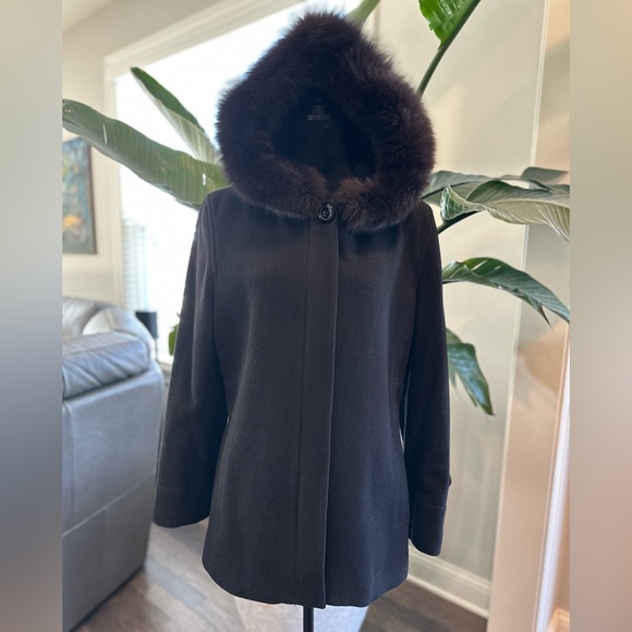 Forecaster BOSTON PLATINUM REAL FOX FUR 75% VIRGIN WOOL Mix Women Hood Coat 16 - Picture 3 of 14
